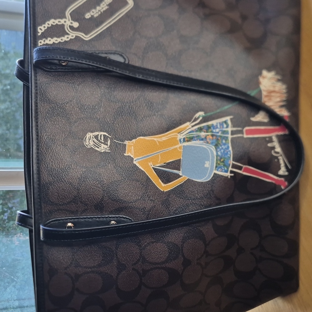 Coach Brown and Black Graphic Tote